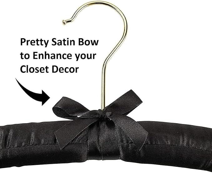 15 Inch Large Black Satin Padded Hangers - Image 3