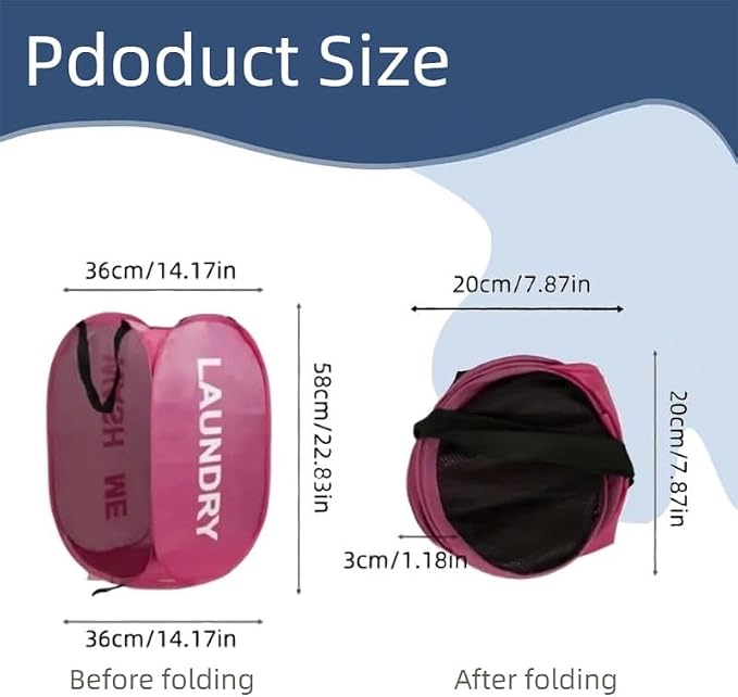 2Pack Mesh Pop Up Laundry Hamper, Two Sided Hamper Foldable Collapsible - Image 4