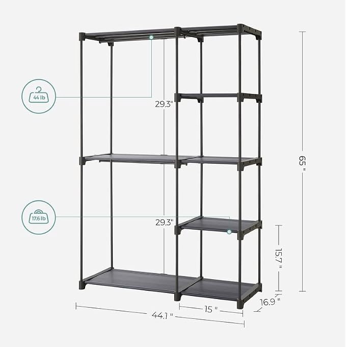 SONGMICS Portable Closet, Freestanding Closet Organizer, Clothes Rack - Image 7