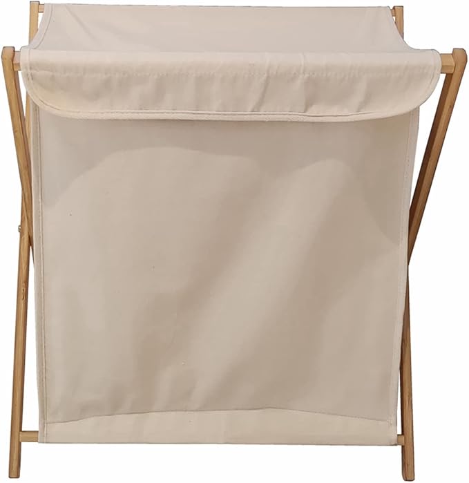 Bamboo Wood X-frame Laundry Hamper - Image 8