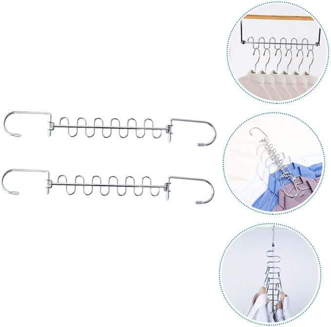 OUNONA 2pcs Metal Multi-Functional Clothes Hangers Foldable Drying Rack - Image 8