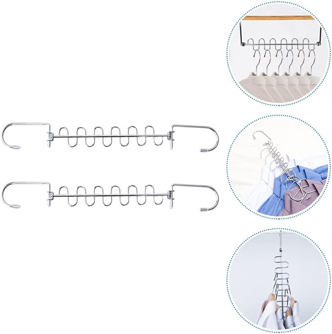 2pcs Convenient Clothing Drying Rack Multi-Hole Hangers Storage Shelf Suitable - Image 9