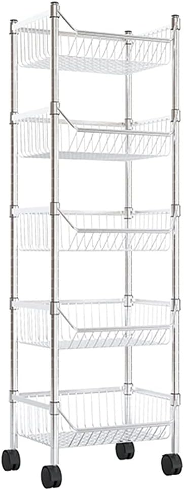 3/4/5 Tiers Kitchen Gap Storage Cart, Adjustable Slide Out Fridge Storage Tower by Unknown