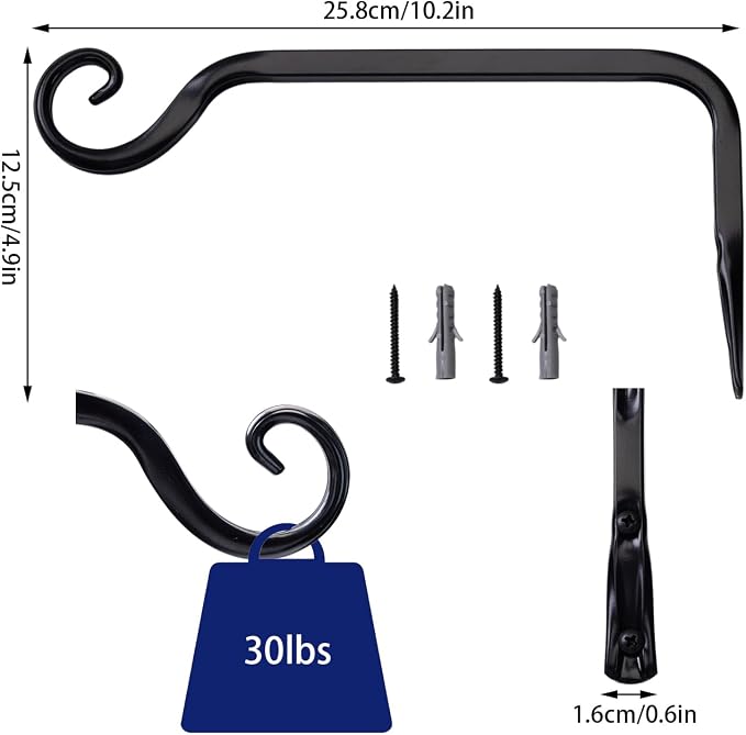 2 Pack 10 Inch Premium Metal Plant Hangers – Sturdy Wall Hooks - Image 2