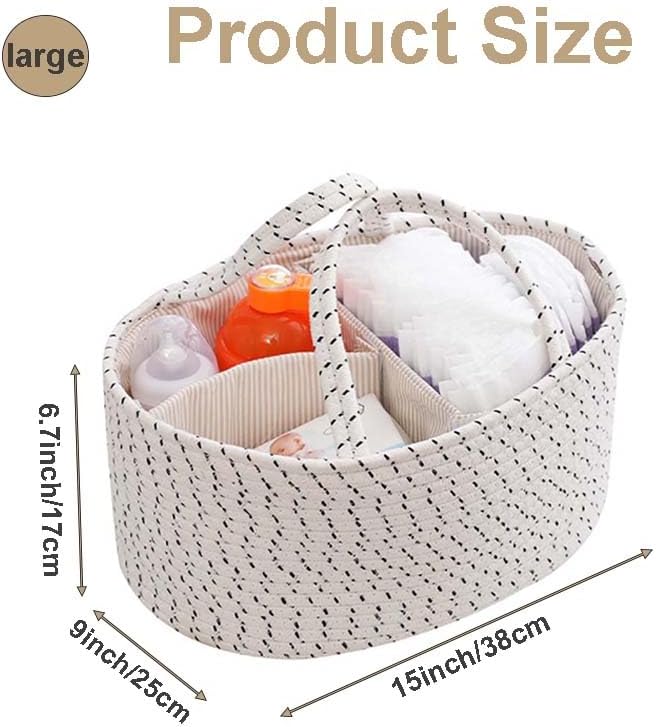 Portable Nursery Basket Woven Diaper Caddy - Image 5