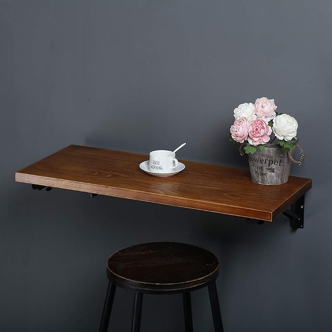 Tianman Industrial Rustic Folding Wall Mounted Workbench Drop Leaf Table - Image 3