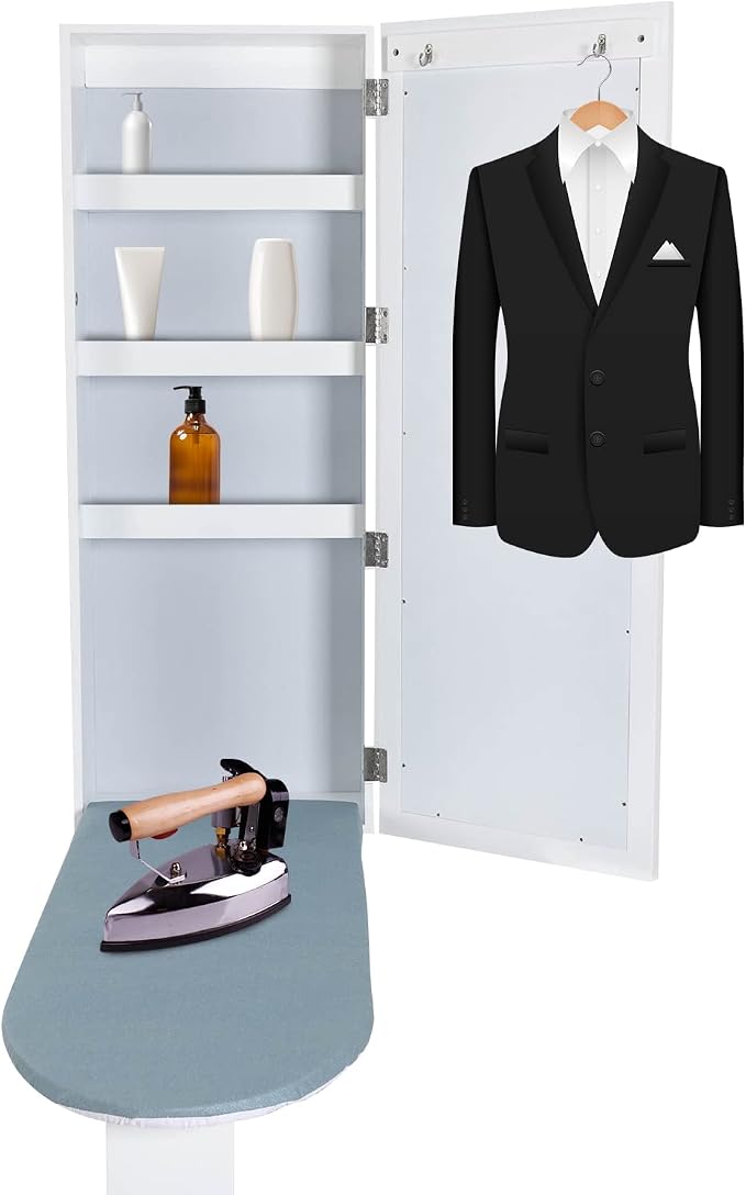 Wall Mounted Ironing Board Cabinet, Foldable Ironing Board, Support Leg by TREMENPOW