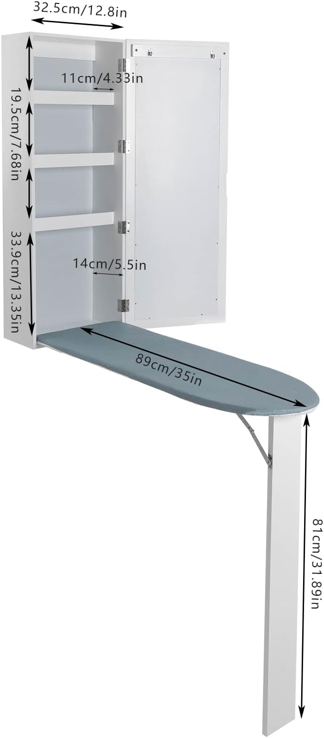 Folding Ironing Board Wall Mounted Ironing Board Cabinet, Built-in Ironing - Image 7