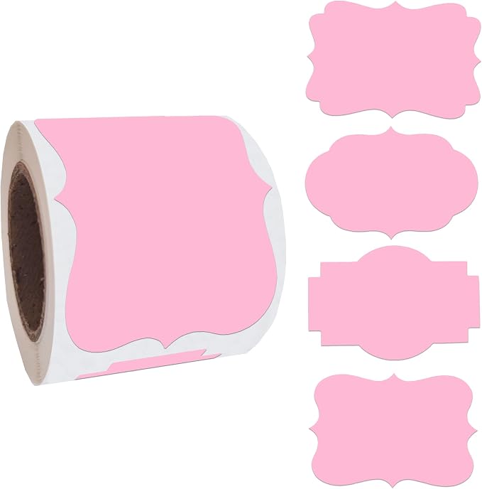 2 x3 Pink Label Stickers, Self-Adhesive Gift Tag Stickers, Write on Blank Labels by SALEMAR