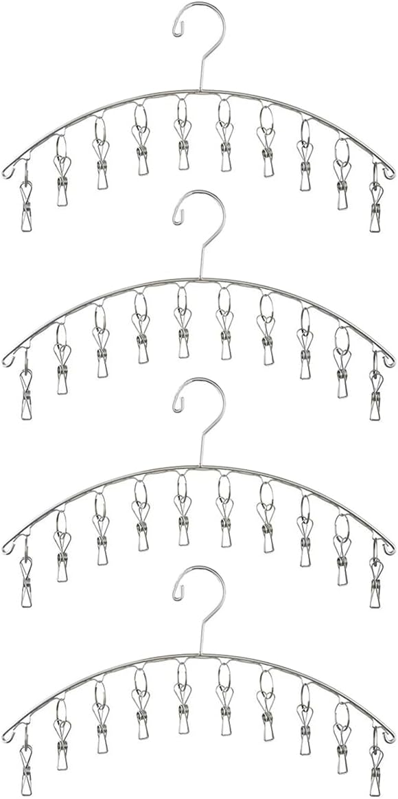 Toplife Clothes Hanger with 10 Clips, Stainless Steel, by Toplife