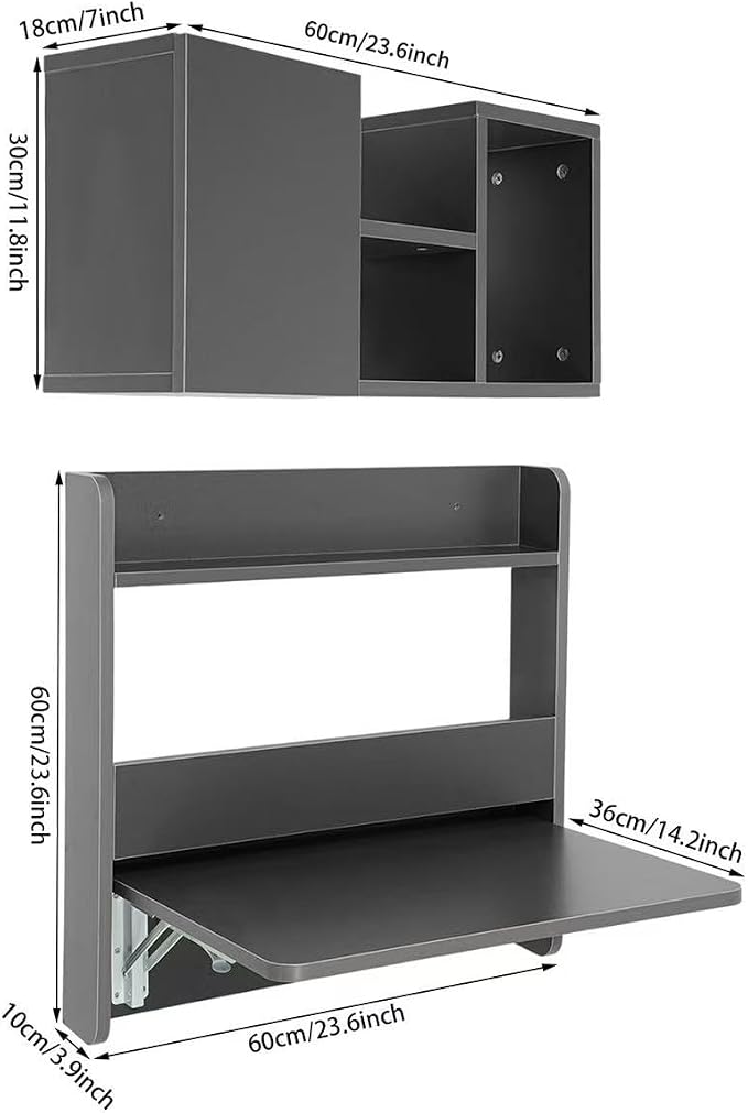Wall Mounted Bookshelf Folding Table - Image 3