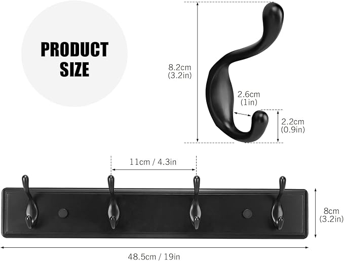 Badiano Wooden Coat Rack, Wall-Mounted Organizer - Image 2