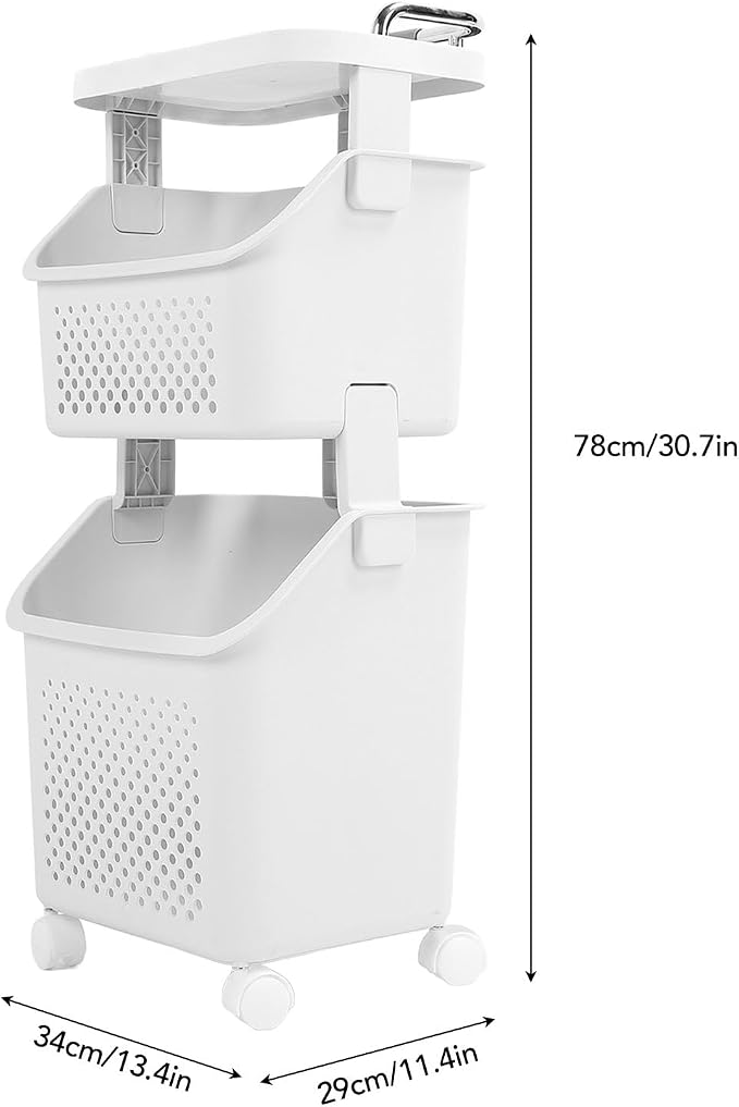 Bathroom Laundry Basket, Stackable Rolling Laundry Hamper, Clothes Storage - Image 5