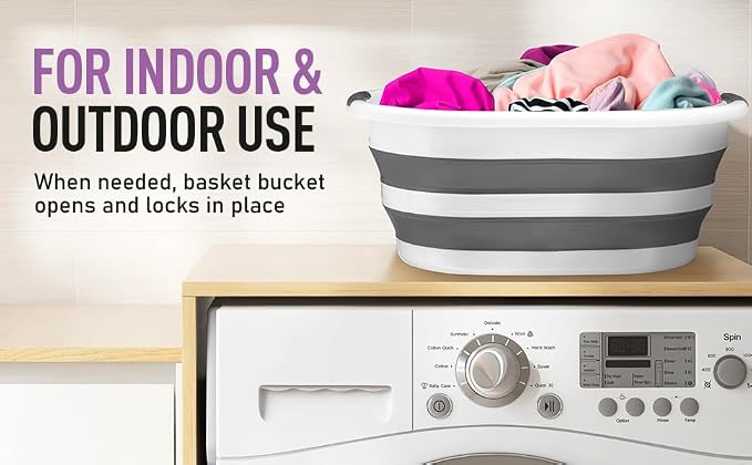 Collapsible Laundry Basket Holder, Clothing Storage, Picnic Collapsible Bin - Image 11
