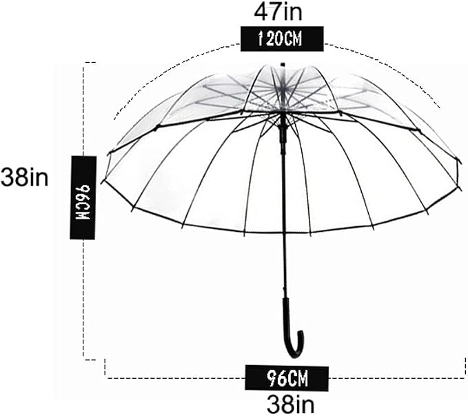47inch Golf Umbrella Windproof Transparent Stick Umbrella Classic J Handle - Image 2