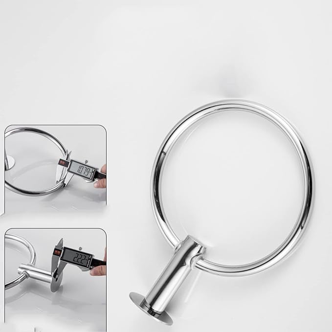 Stainless Steel Bathroom Towel Bar, Wall Mount Towels Storage Holder, Round - Image 3