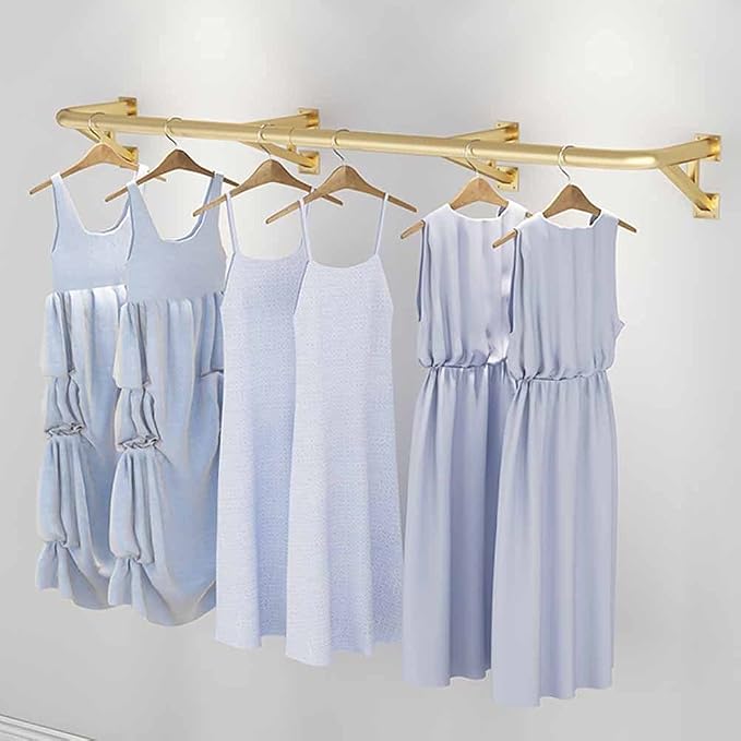 XJJUN Clothing Display Stand, Industrial Pipe Clothing Rack Bar Wall-Mounted - Image 2