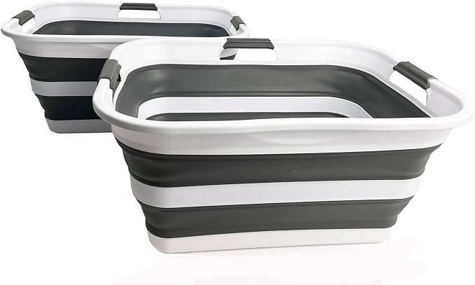 SAMMART Set of 2 Collapsible Plastic Laundry Basket/Organizer-Washing - Image 2