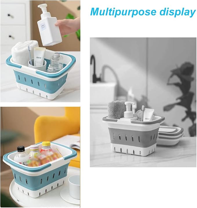 Foldable Plastic Shower Caddy Basket 2 Pcs, Portable and Durable Toiletries - Image 4