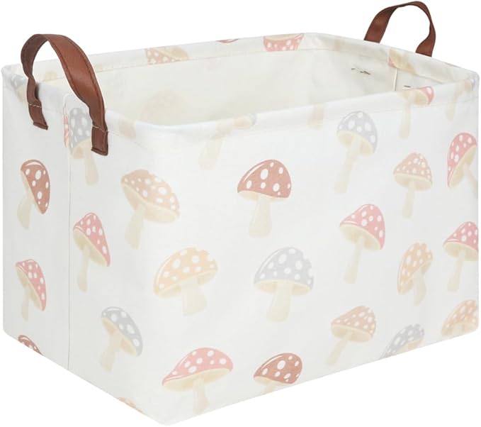 Rectangular Baby Laundry Basket, Mushroom Basket, Collapsible Waterproof Kids by FXOCSHE