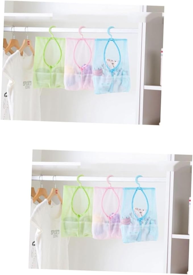 2pcs Bathroom Organizer Mesh Laundry Bag Shower Basket Clothesline Hanger Dry by MAGICLULU