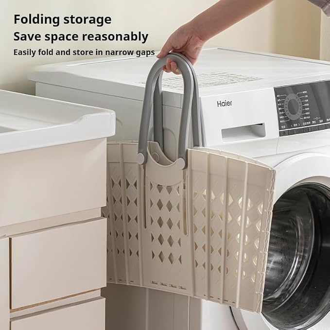 Laundry Basket Collapsible Plastic Portable Hamper, Waterproof Storage - Image 2