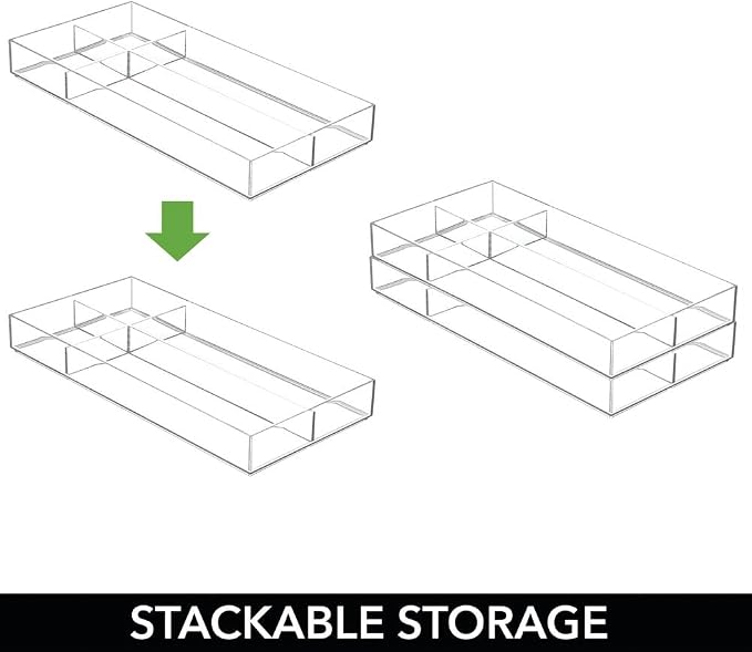 mDesign Plastic Stackable Office Divided Storage Drawer Organizer Tray - Image 3