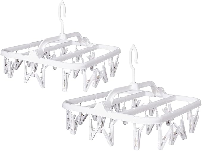 Foldable Plastic Hangers with 26 Drying Clips, Underwear Hanger with Clips by Annaklin