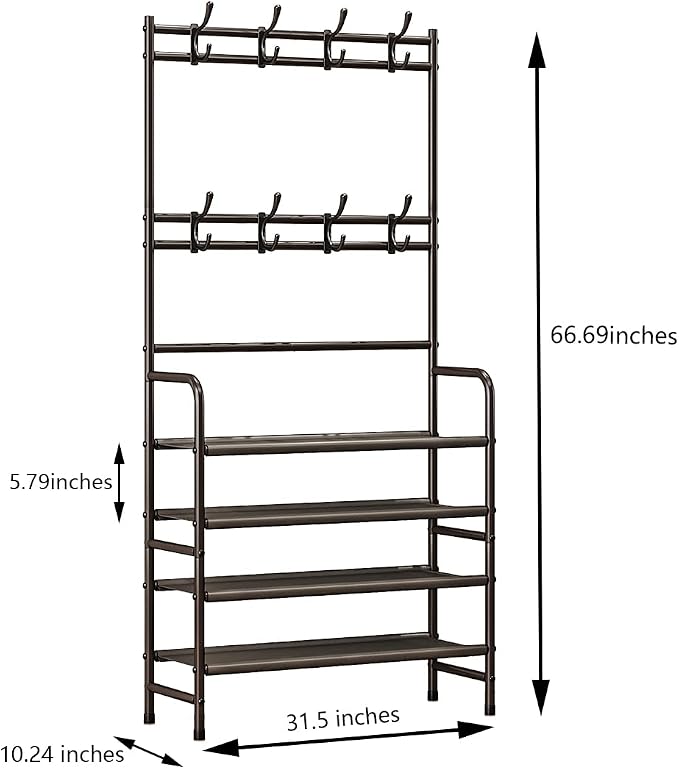 4 Tier Coat and Shoe Rack Entryway Coat Rack - Image 6