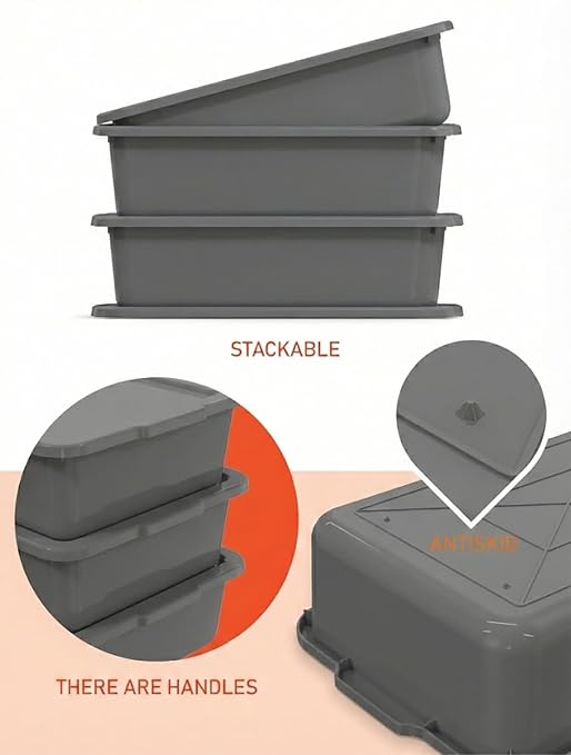 Gray 13 L Commercial Bus Tubs/Tote Box - Image 3