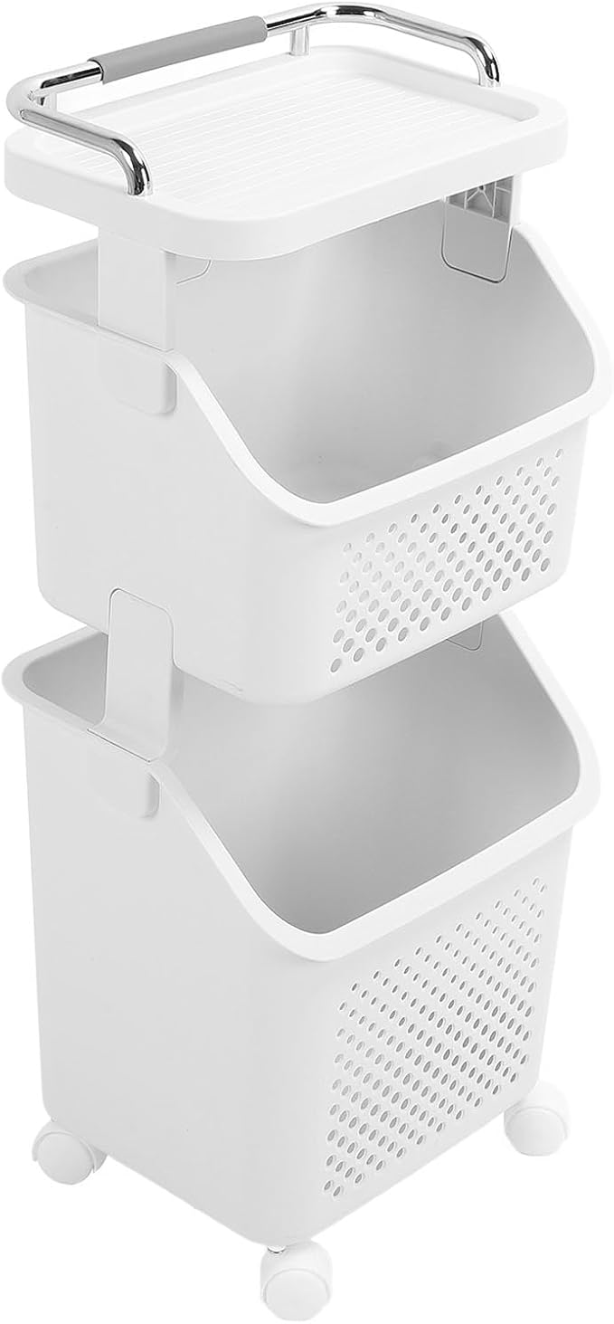 Bathroom Laundry Basket, Stackable Rolling Laundry Hamper, Clothes Storage - Image 7