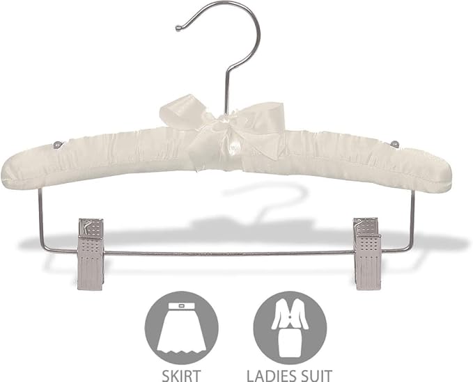 Kids Ivory Satin Padded Combo Hanger - Image 2