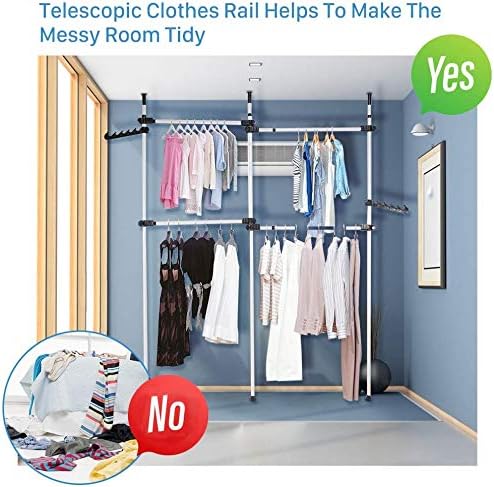 Garment Rack Clothing Hanger, Heavy Duty Adjustable Closet Rod Double Rail - Image 3