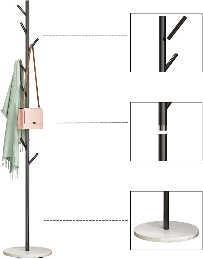 Black Metal Coat Rack, Freestanding - Image 2