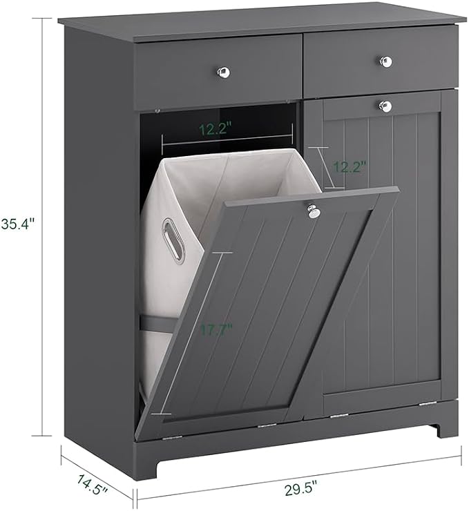 Haotian Tilt-Out Bathroom Laundry Cabinet Hidden Hamper Organizer - Image 3