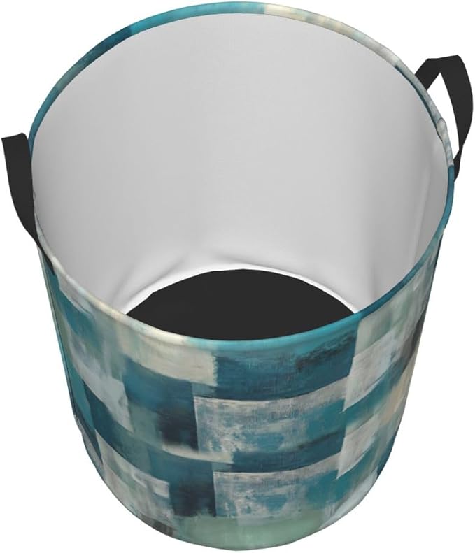 Turquoise Grey Geometric Laundry Hamper Bag - Image 2