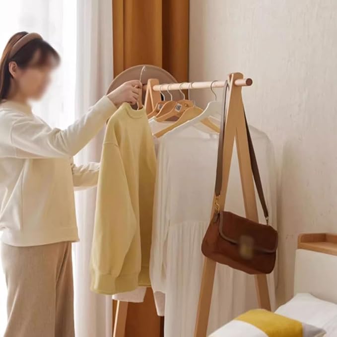Corner Coat Rack Wooden Coat Rack Modern Simple Small Apartment Bedroom Clothes - Image 4