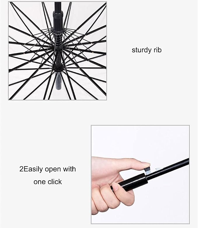 Clear Golf Umbrella Transparent Auto Open Stick Umbrella - Image 3