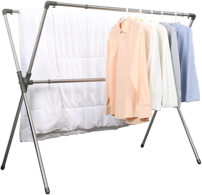 BAOYOUNI Folding Clothes Drying Rack Hanger Metal Double Poles Extendable by BAOYOUNI
