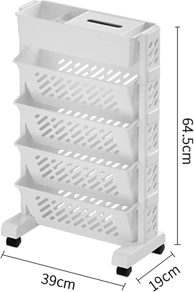 Ejoyous Mobile Bookshelf on Wheels, Movable Rolling Book Shelf 6 Tier Slim - Image 3