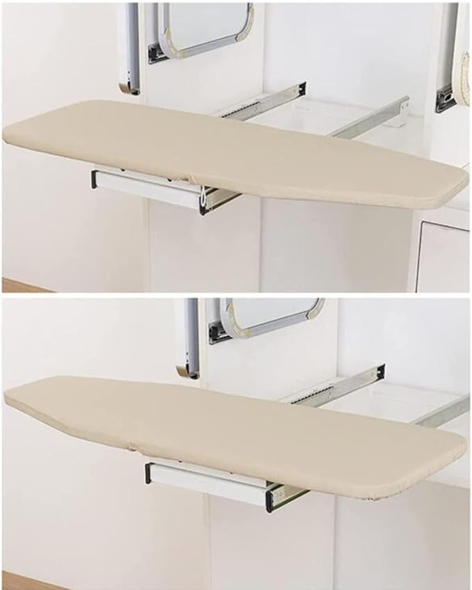 Ironing Board Wooden Folding Ironing Board Rotatable 90° Drawer Ironing Platform - Image 3