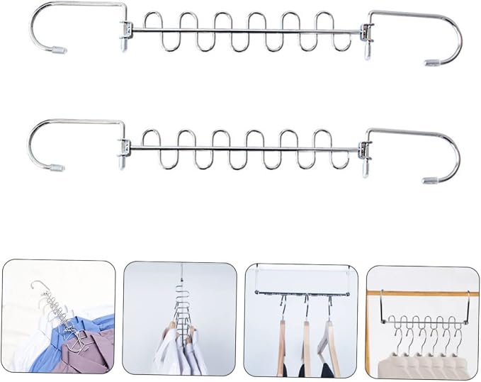 Healifty 2sets Multi Hole Clothes Storage Rack Versatile Clothes Hanger - Image 2