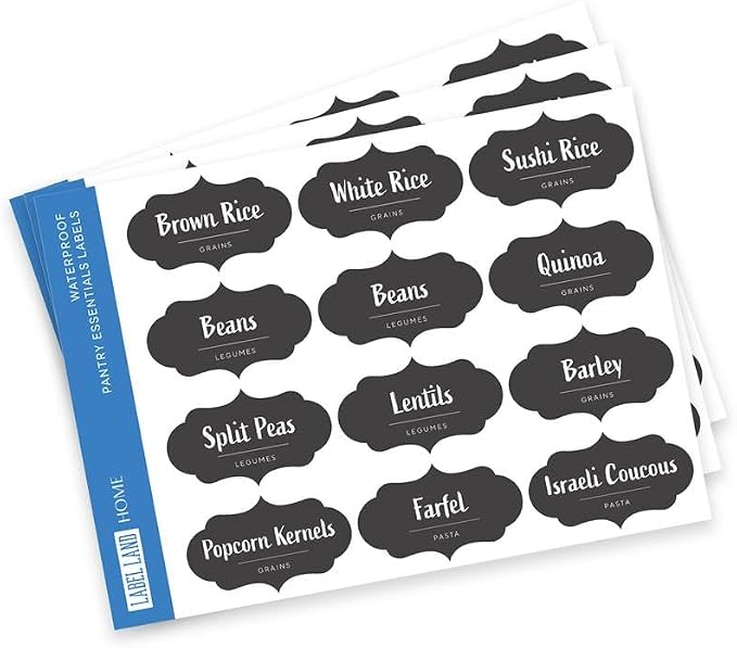 Pantry Labels – 60 Preprinted Easy to Apply Pantry Labels by LabelLand