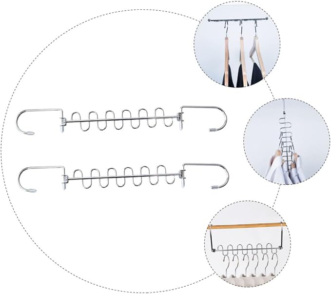 Healifty 2sets Multi Hole Clothes Storage Rack Versatile Clothes Hanger - Image 6