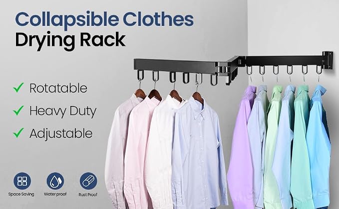 Foldable Wall-Mounted Clothes Drying Rack – Space-Saving Heavy-Duty Laundry - Image 2