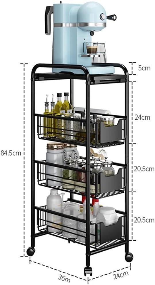 Kitchen Organizer 4-Tier Slim Rolling Cart - Image 3