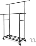 Stand Portable Black Double Rods Garment Rack by FishatGarmentRackChair