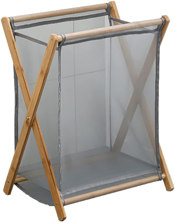 Bamboo Wood X-Frame Laundry Hamper Collapsible Dirty Clothes Laundry Basket by Unknown