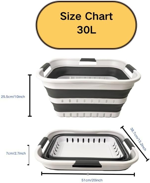 SAMMART Set of 2 Collapsible Plastic Laundry Basket - Image 2