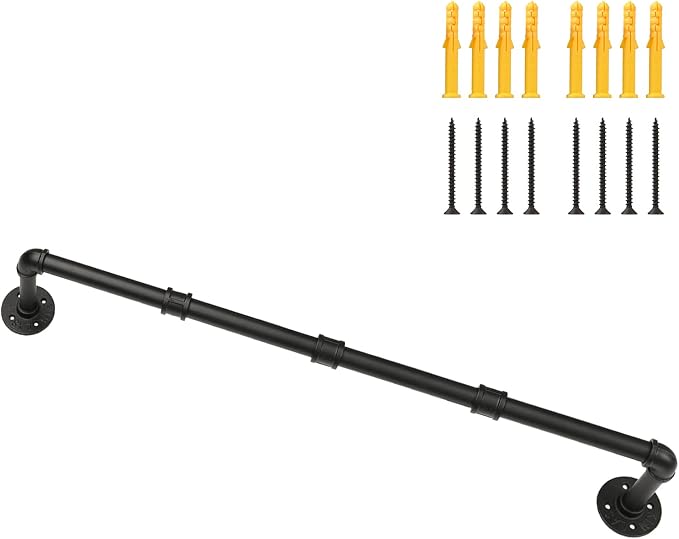 Industrial Pipe Clothing Rack, Wall Ceiling Mounted Clothes Garment Rack 40'' by Ihomepark